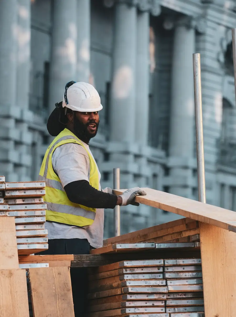 Crew member on site in hi-vis